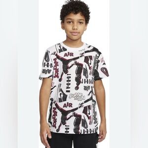 Air Jordan Boy’s Throwback All Over Print T-Shirt Size YM 10/12 Graphic Tee Nike